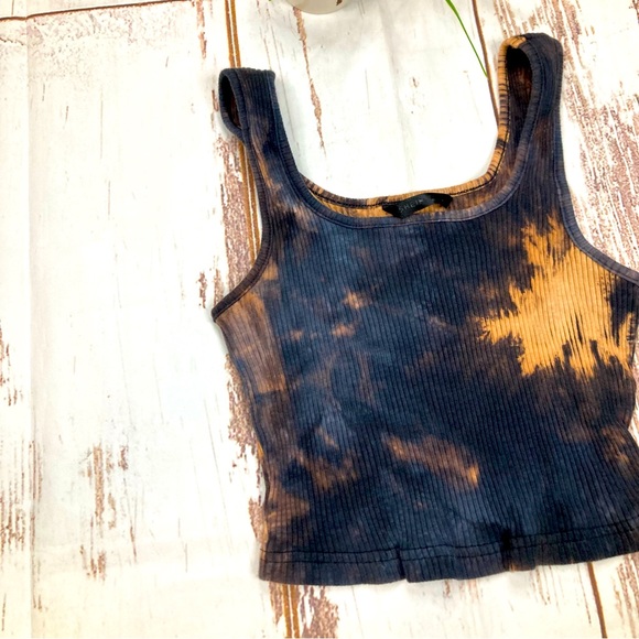 SHEIN Crop Top Ribbed Distressed Black Bleached Sz XS - Picture 2 of 9